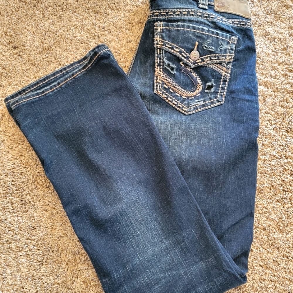 Silver Fluid Denim Bootcut Jeans